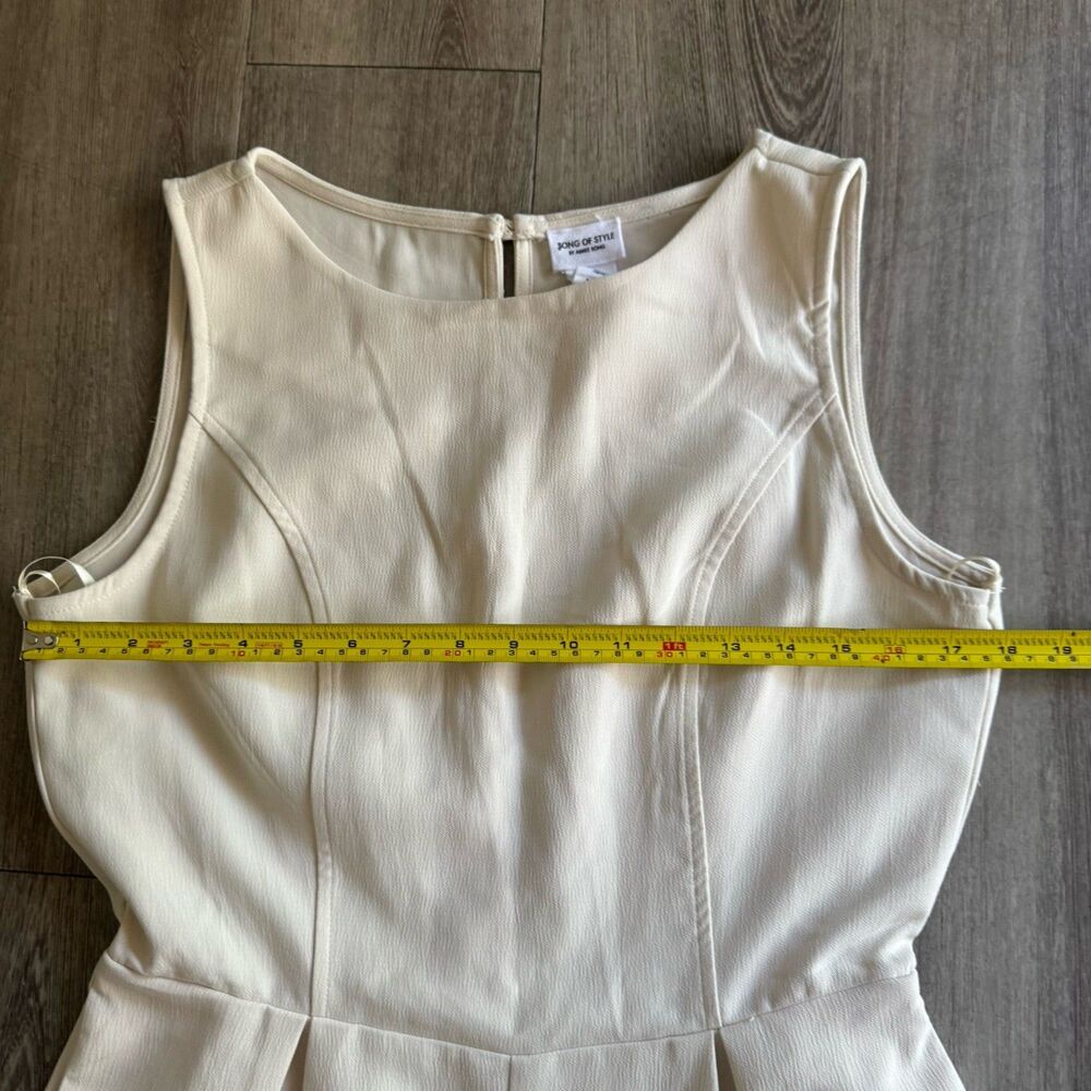 Song of Style Jumpsuit Cream Wide Leg Sleeveless Pleated Size Large Quiet Luxury - Picture 10 of 14